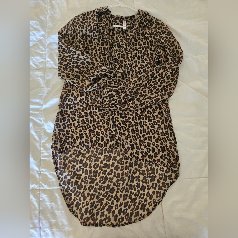 3/4 sleeve leopard print top